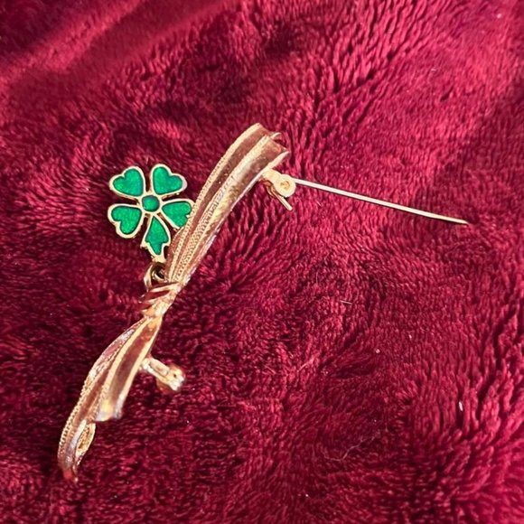 RARE!! Vintage SIGNED Phister Brooch w/INTERCHANGEABLE Shamrock Charm! - Picture 2 of 4
